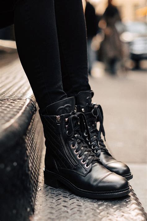 celebrities wearing chanel combat boots|chanel lace up combat boots.